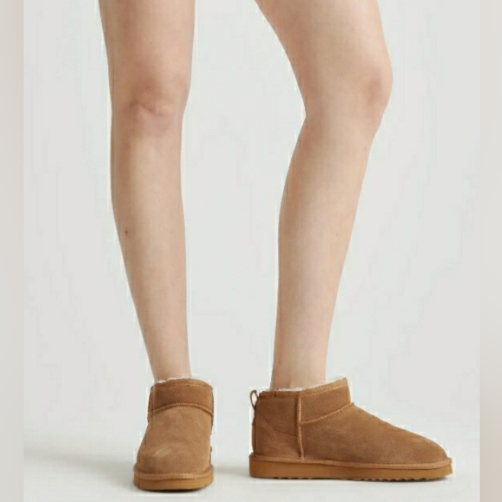 NIB NEW Quince Australian Shearling Mini Boots In Pecan Size 6 Uggs style